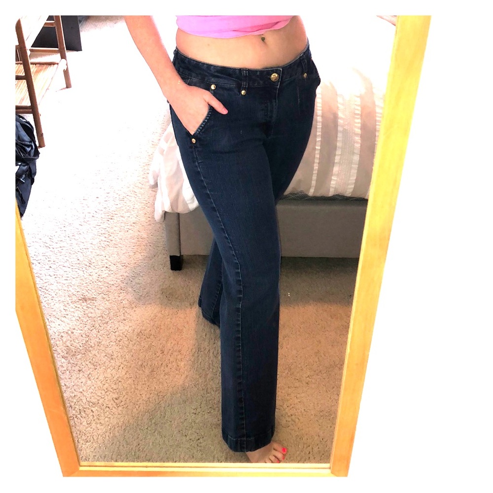 Wide leg dark wash Caché Jeans